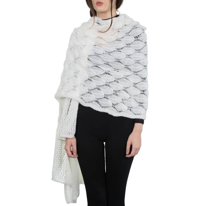 Assia di Brunetti Federica e C. s.a.s. - Vendita all'ingrosso Stola - Donna - Felicia - Coprispalle largo in misto lana con motivo traforato in kid mohair5