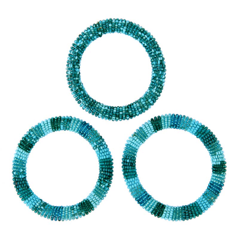 Erik & Mike – wholesale Beaded bracelet – Seed Bead Coil Bracelet 3 asst,6 pc in Kandara Blue $6 each1