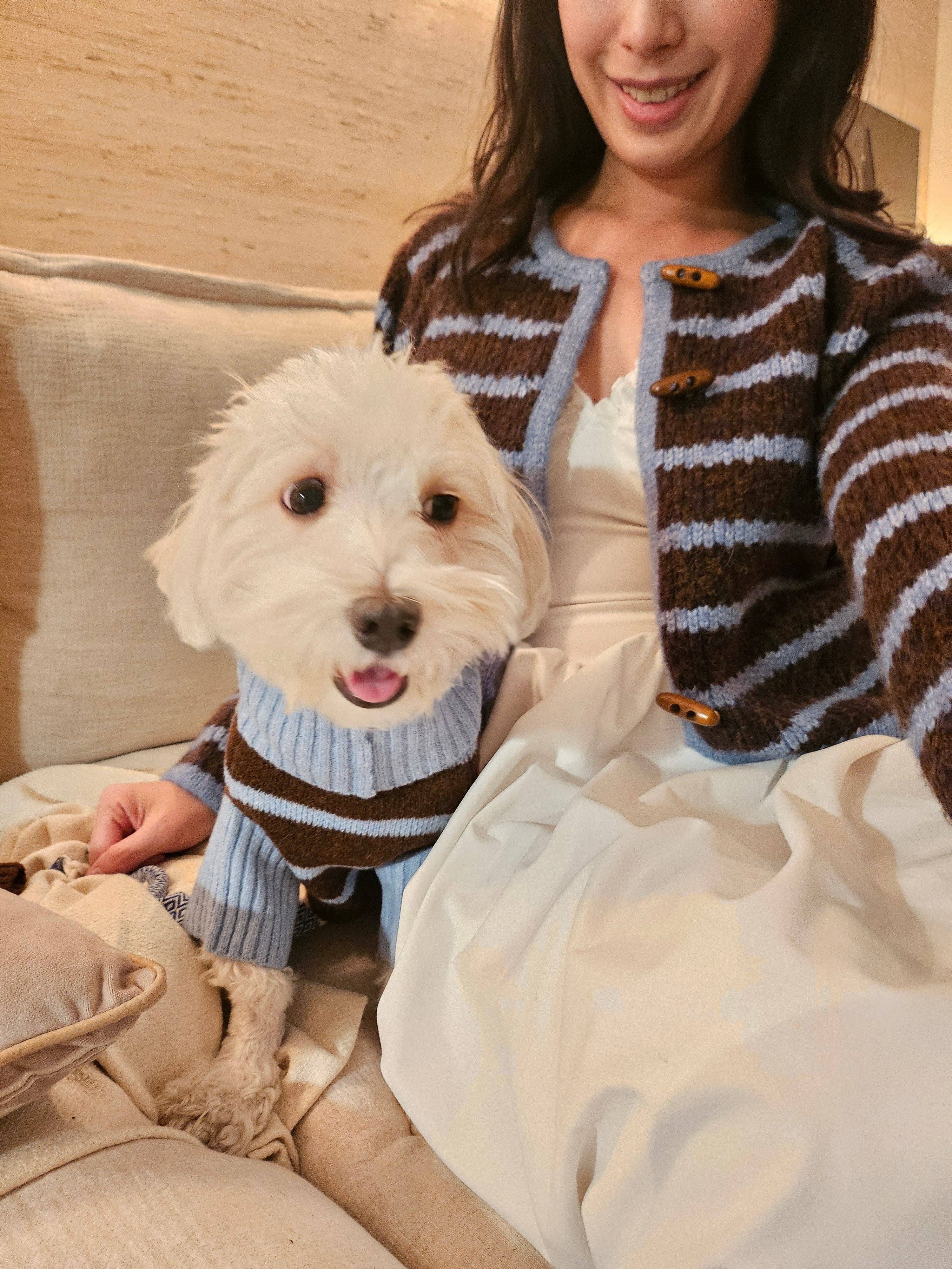 BarkBarkBaby – Engroshandel Cardigan - Dame – Blåklokke Stribet Kort Cardigan1