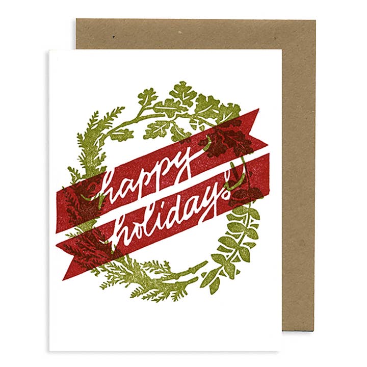 Happy Holidays Krans BOKTRYCKSKORT för wholesale av Lynn-oleum