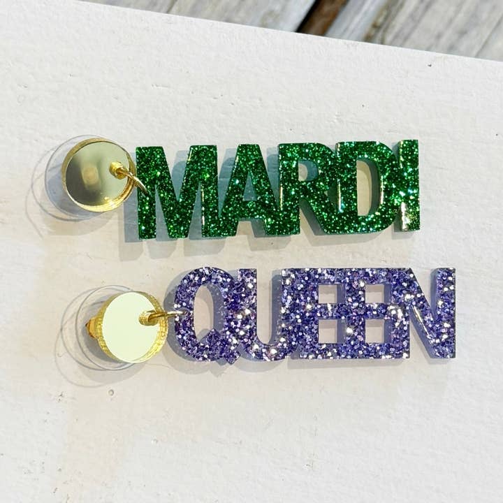 Mardi Queen Acrylic Earring for wholesale by Nola Mercantile