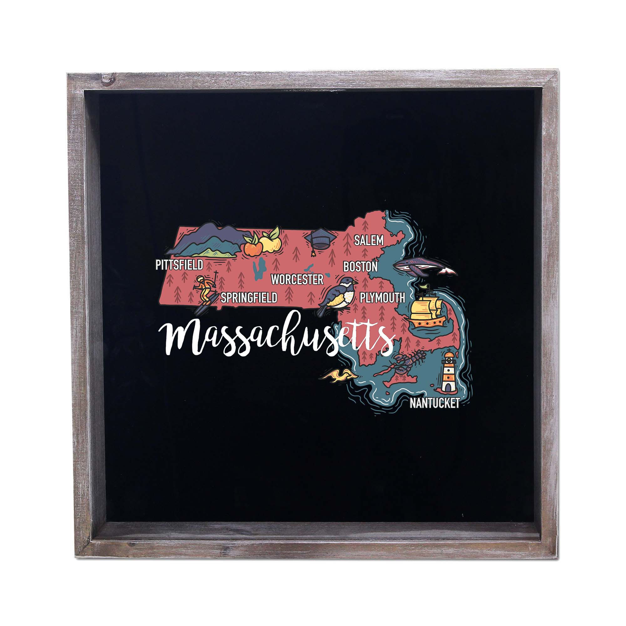 Torched Products - Wholesale Sign - State Map Design Shadow Box - Gray16