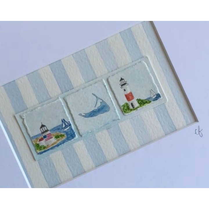 Mini Nantucket Aquarellgemälde, gerahmt (8 x 10) für den Großhandel von Courtney Foley
