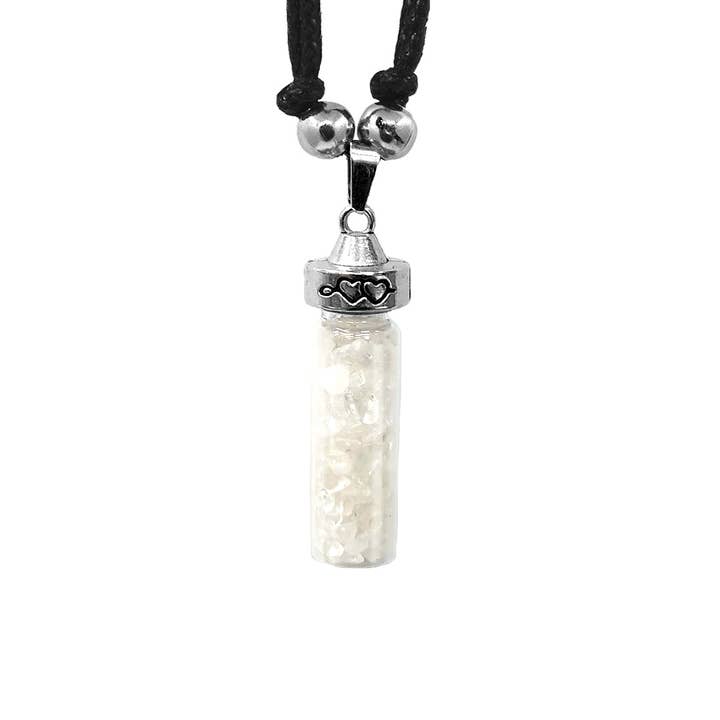 Pichincha - Wholesale Pendant/Charm Necklace - Chip Stone Glass Bottle Love Pendant Adjustable Necklace