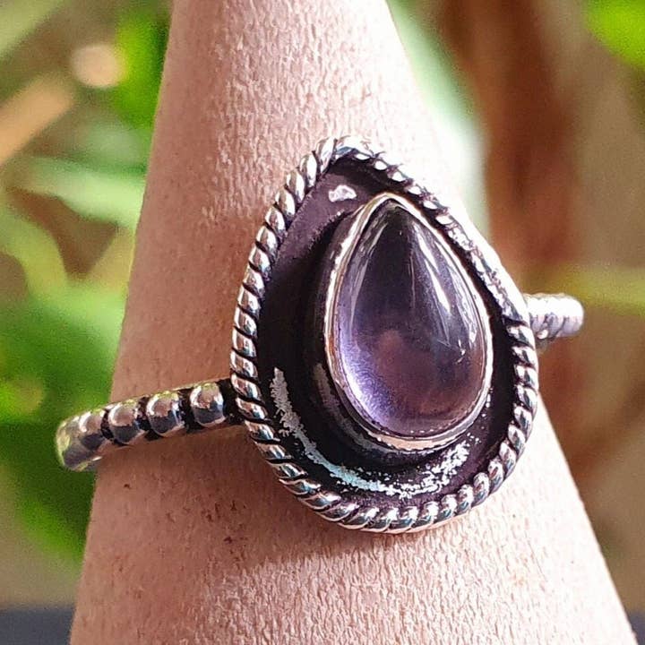 Etnisk stil Silver & Ametist Ring / Måne / Boho / Bohemisk / Psy / Rustik / Tribal / Zigenare / Festival / Helande / Festival för wholesale av Kaali Boutique