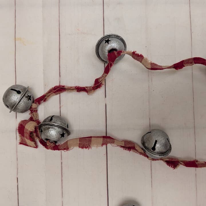 A.T. Imports - Wholesale Bunting/Garland - Silver Bells on Homespun Fabric Garland1