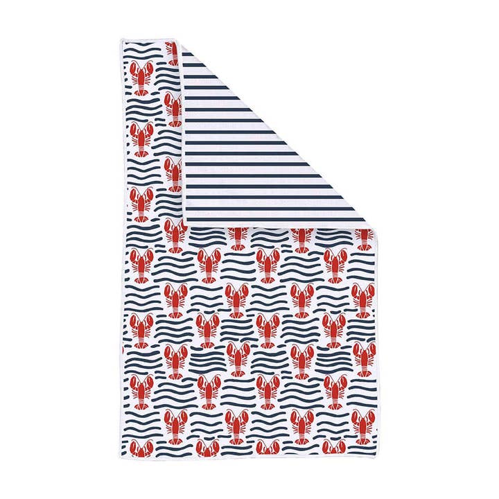 Lobster Waves Eco Kitchen Tea Towel for wholesale by rockflowerpaper