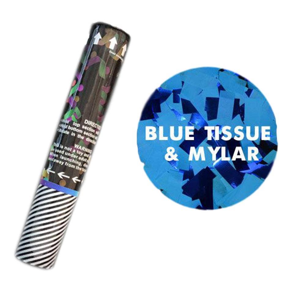 Blinkee.com, LLC - Wholesale Confetti - 12" Blue Gender Reveal Confetti Cannon with Tissue & Mylar0