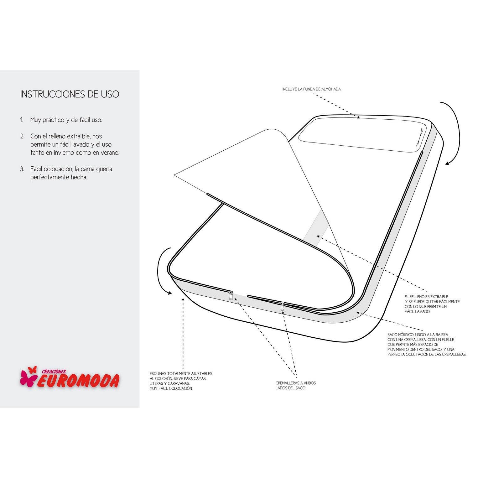 Creaciones Euromoda SL (Naturals Home) - Vente Sac de couchage – enfant - Housse de couette sans rembourrage REGALAME - HEI2