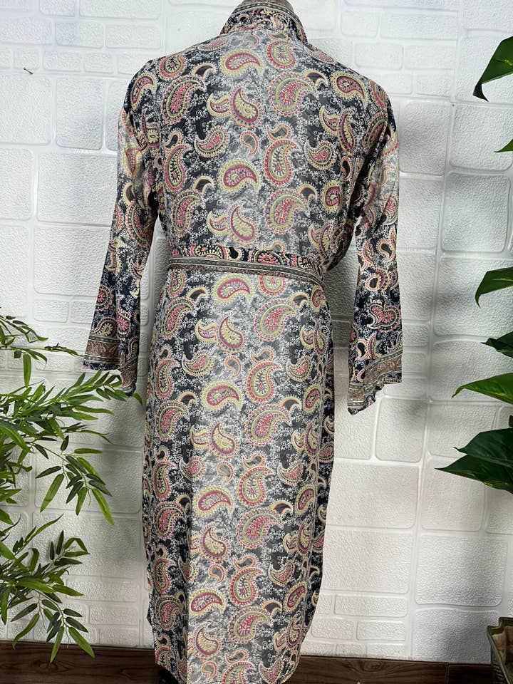 The Eastern Loom - Wholesale Robe - Men's - Men Silk Blend Kimono Robe, Dressing Gown for Man Bathrobe5