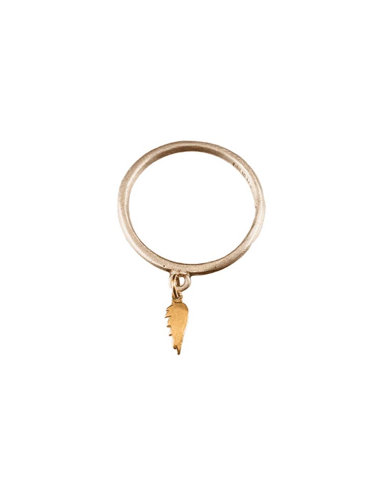 Sterling & 14K Gold Tiny Angel Wing Charm Ring for wholesale by GK Designs