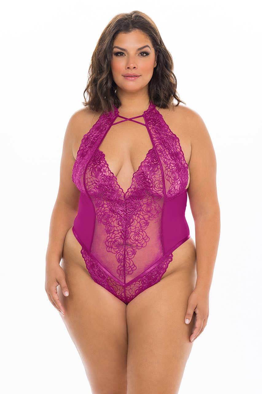 Festival Fuchsia ABRIELLE LACE TEDDY for wholesale on Faire0