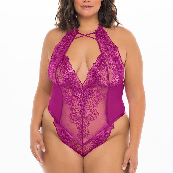 Festival Fuchsia ABRIELLE LACE TEDDY for wholesale on Faire