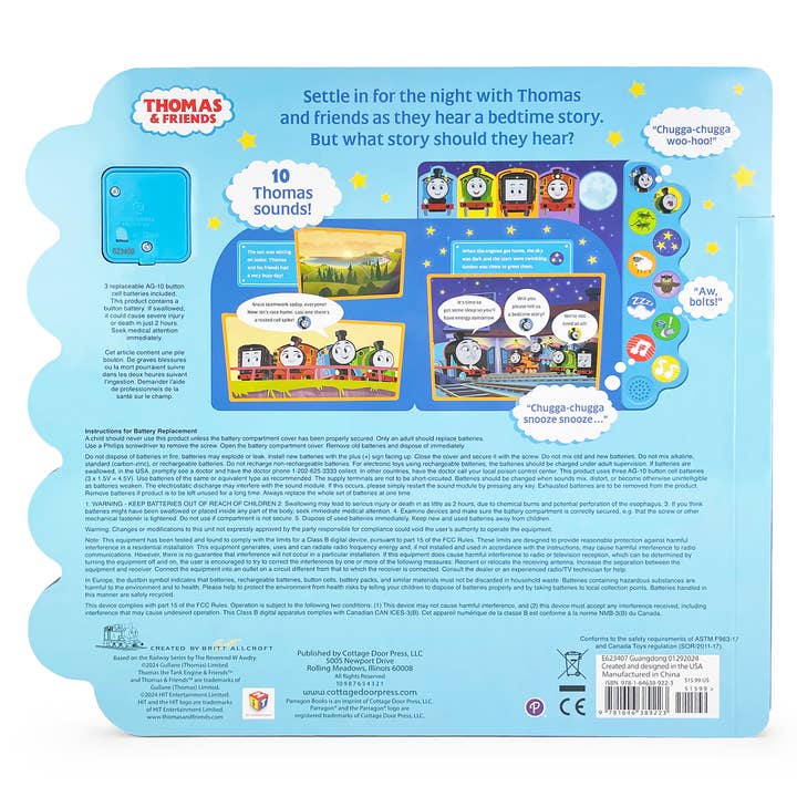Cottage Door Press - Wholesale Preschool Book (3-5) - Thomas & Friends Good Night Thomas Train Bedtime Sound Book6