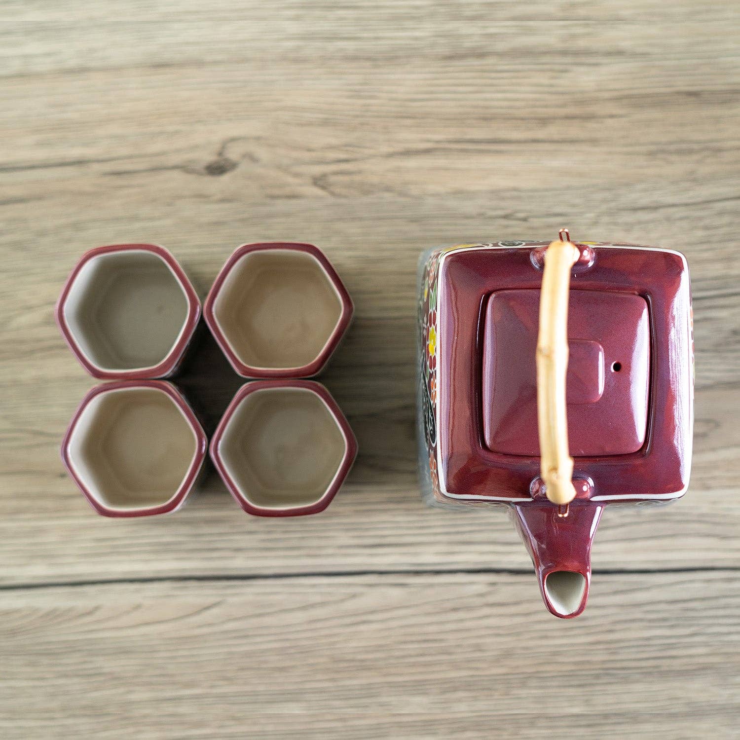 Urban Tokyo - Wholesale Tea Set - Dragonfly Tombo Design Tea Set 20oz Tea Pot with 4 Hexagon Cups (4/8)2