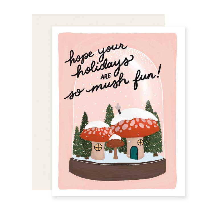 Slightly Stationery - Vente Cartes de Noël - Carte de Noël Mushroom Holidays | Snow Globe