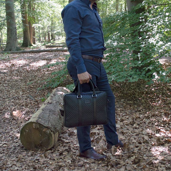 Arrigo - Wholesale Laptop Bag - Unisex - Leather Laptop Bag 15.6 Inches in 4 Colors Braided Leather16