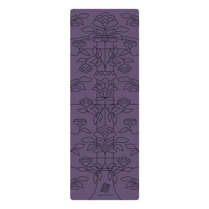 Supported Soul - Vente Tapis de yoga - Tapis de yoga Professional Grip - Alignement floral (Blackberry)