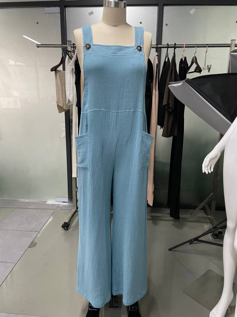 UNISHE - Wholesale Jumpsuit - Women's - Plain Texture Wide Leg Cami Jumpsuit CY0778