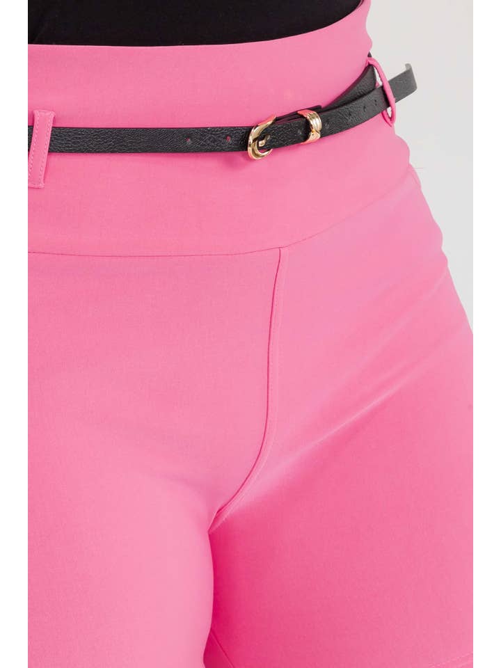 REDFINCH APPAREL INC - Wholesale Shorts - Women's - Womens Plus Size Sculpting Shorts With Faux Leather Belt18