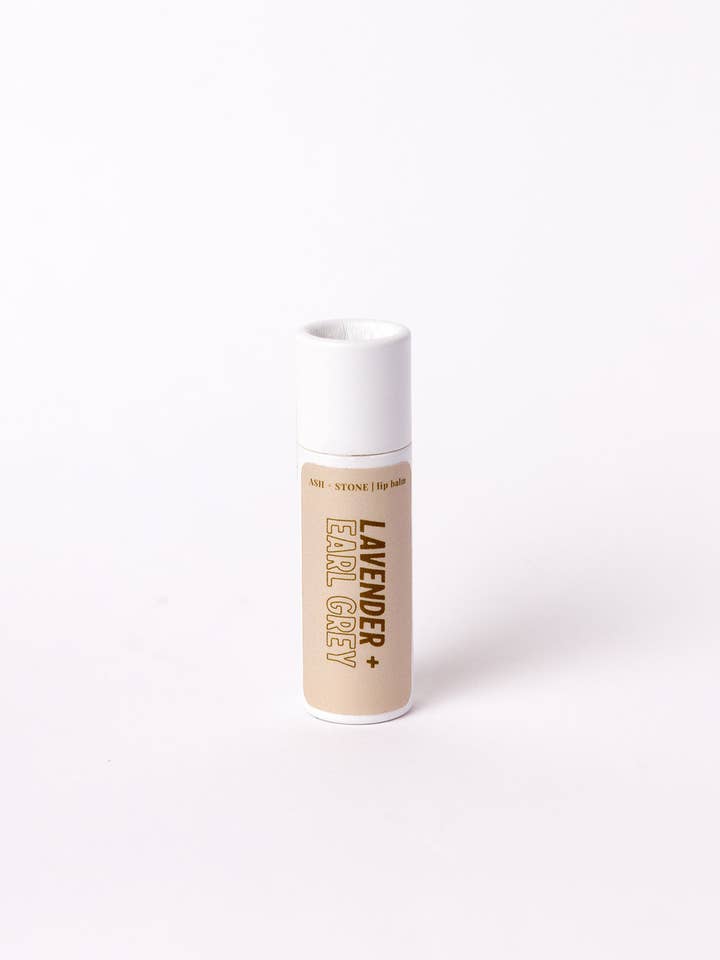 Lavender Earl Grey Lip Balm Tube .3oz for wholesale by Ash and Stone Skincare
