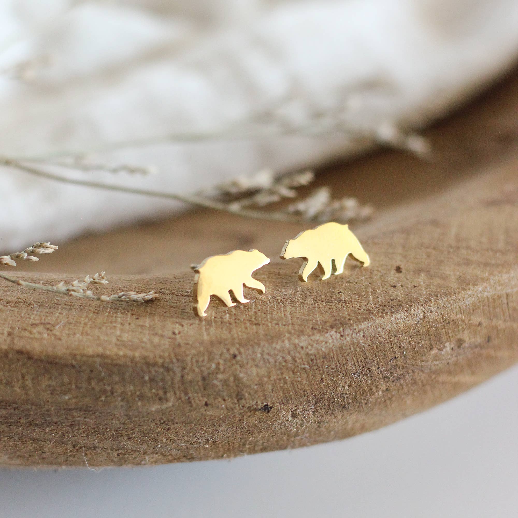 Birch Jewellery - Wholesale Stud/Post Earrings - Mini Bear Earrings (Gold)0
