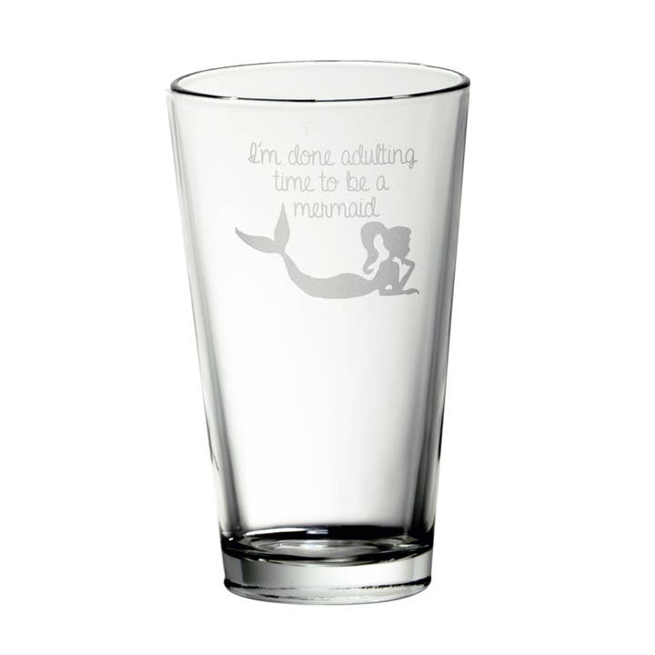 Jeg er færdig Voksne - Havfrue Pint Glass for engroshandel hos Mixing Spirits