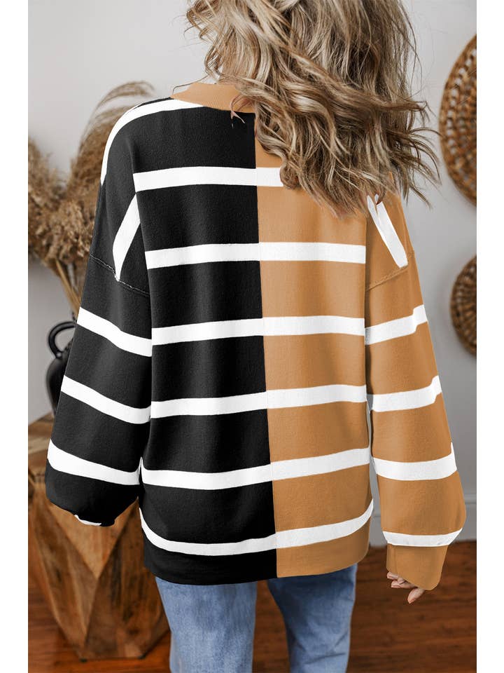 Lovesoft - Wholesale Tunic Sweater - Women's - Light French Beige Colorblock Oversized Sweater1