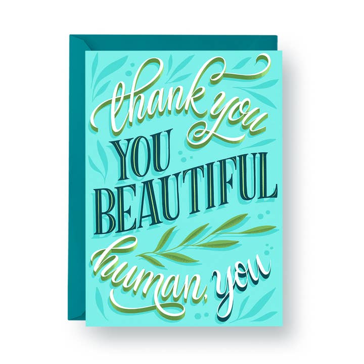Thank You, You Beautiful Human You - A2 Card for wholesale by hey, alissandra