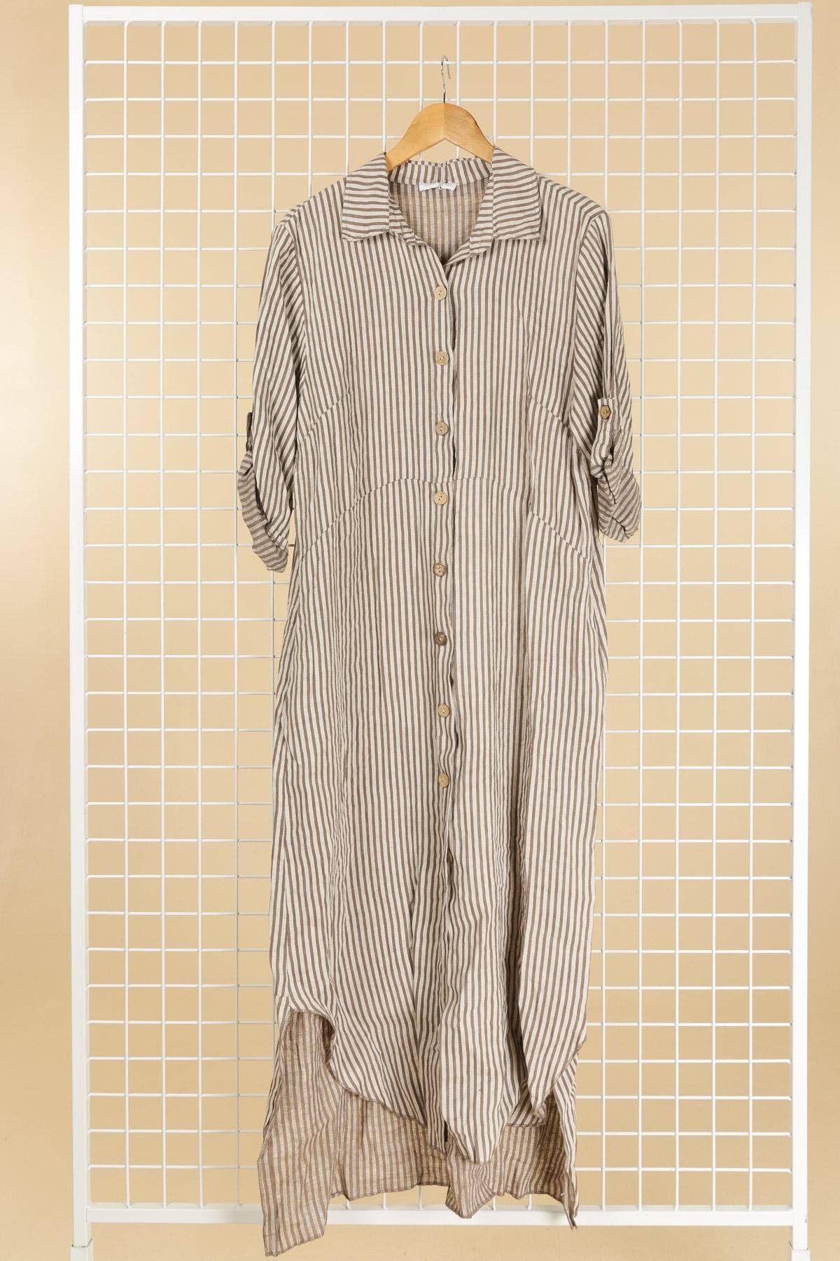la maison des fibres naturelles - Wholesale Dress - Women's - 821275 100% linen shirt dress made in Italy16