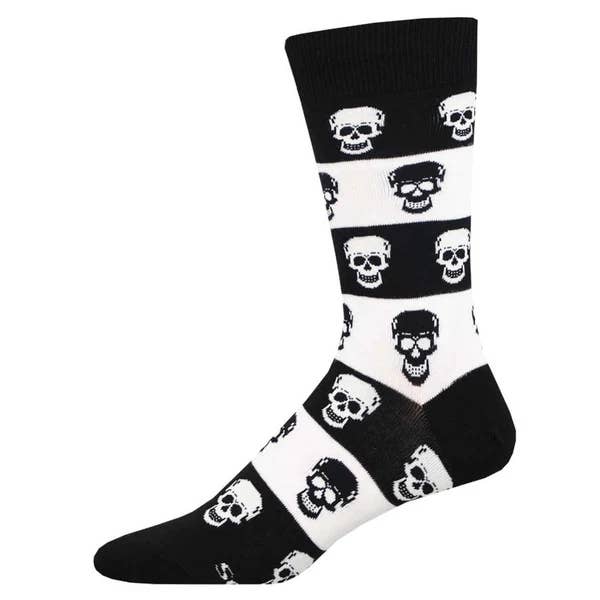 Calcetines de hombre negros y blancos con calaveras para venta al por mayor de Mexican Sugar Skull