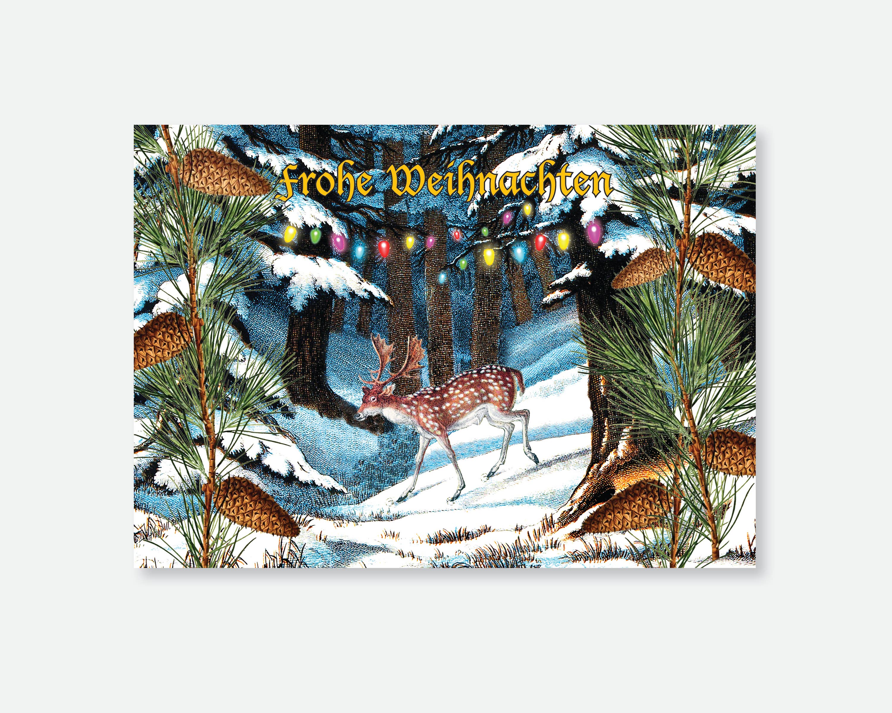 Ivory Tower Studios - Vendita all'ingrosso Biglietti di auguri di Natale - Biglietto di Natale tedesco 2025 "Frohe Weihnachten" con lamina dorata1