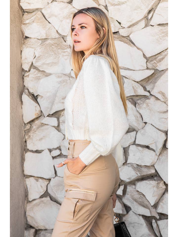 Hope Horizon LLC - Wholesale Cardigan - Women's - White Button-Front Chunky Cardigan3