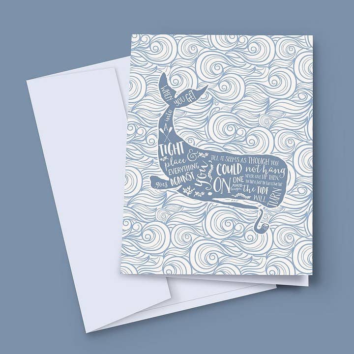 The Tide Will Turn Card, Whale Card for wholesale by Baldy And The Fidget