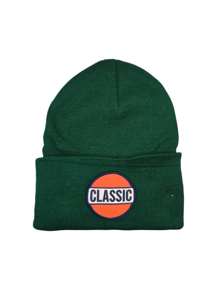 Retro Gas Patch Beanie – Gray, Green, or Black for wholesale by PNW Apparel