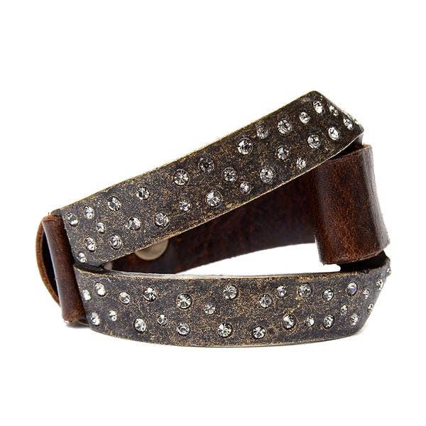 Split Metal Crystal and Leather Bracelet for wholesale by Rebel Designs Accessories
