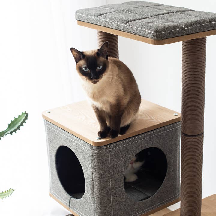 PetPals Group - Wholesale Pet Scratcher - Cat - PetPals Elevate Minimalistic, Wooden Medium Cat Tower4