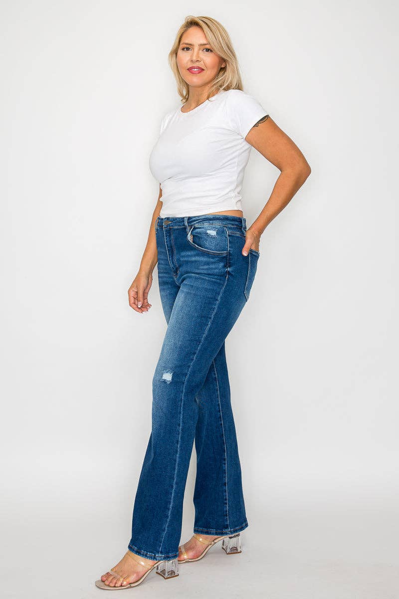 Blå PLUS SIZE HØJTALJET BOOT CUT BEN #BT5022X for engroshandel på Faire1