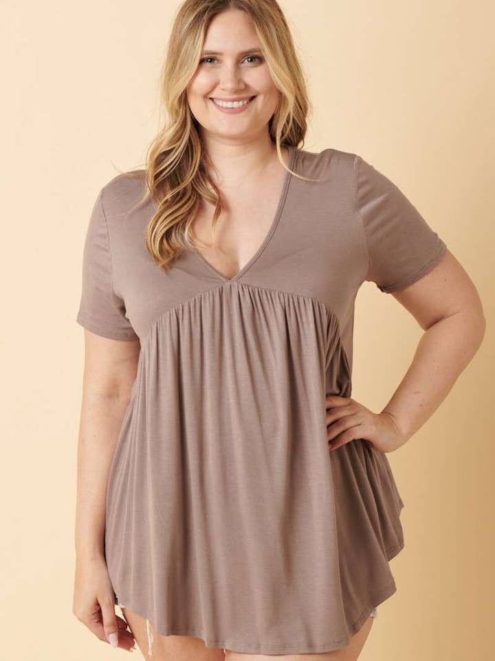 PLUS TOP MET KORTE MOUWEN VOOR BABYDOLLS VAN BAMBOE voor wholesale door mittoshop