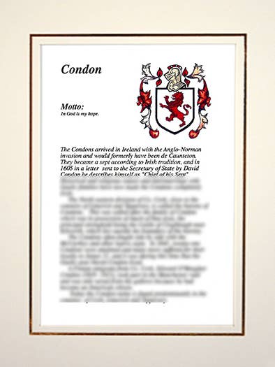 Condon pour la vente par Family Histories