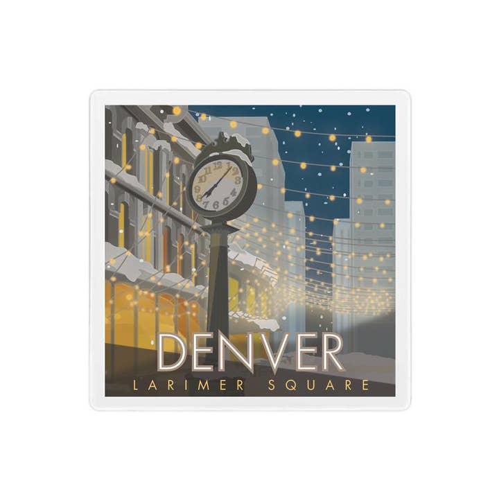 Denver, Larimer Square, Colorado - 4" x 4" Coaster for wholesale by M&W Design Co - Travel Posters