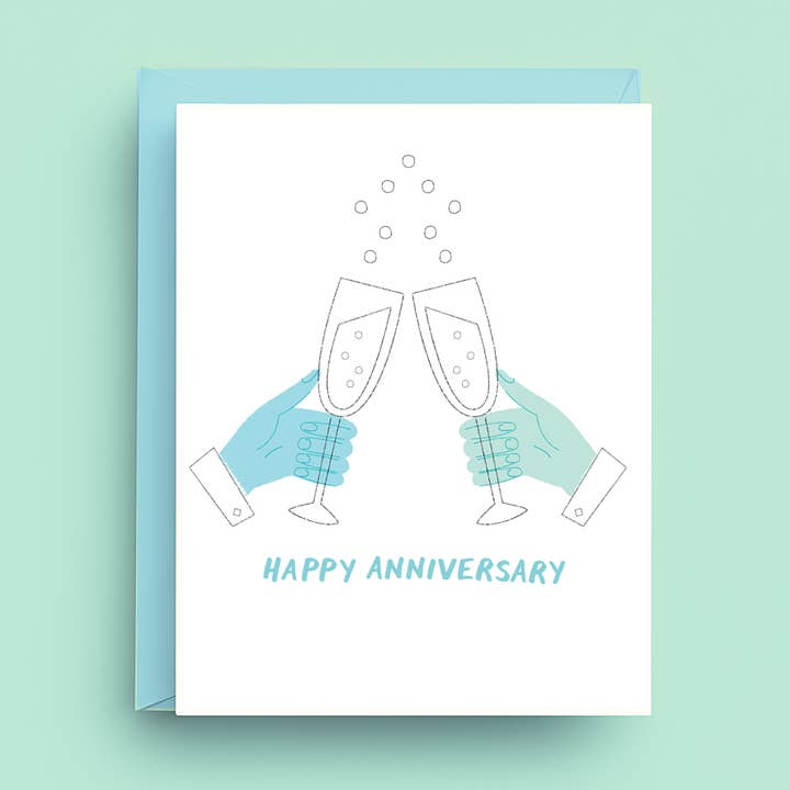 Carte d'anniversaire de mariage (LGBTQ+ BLEU) pour la vente par Nicole Marie Paperie