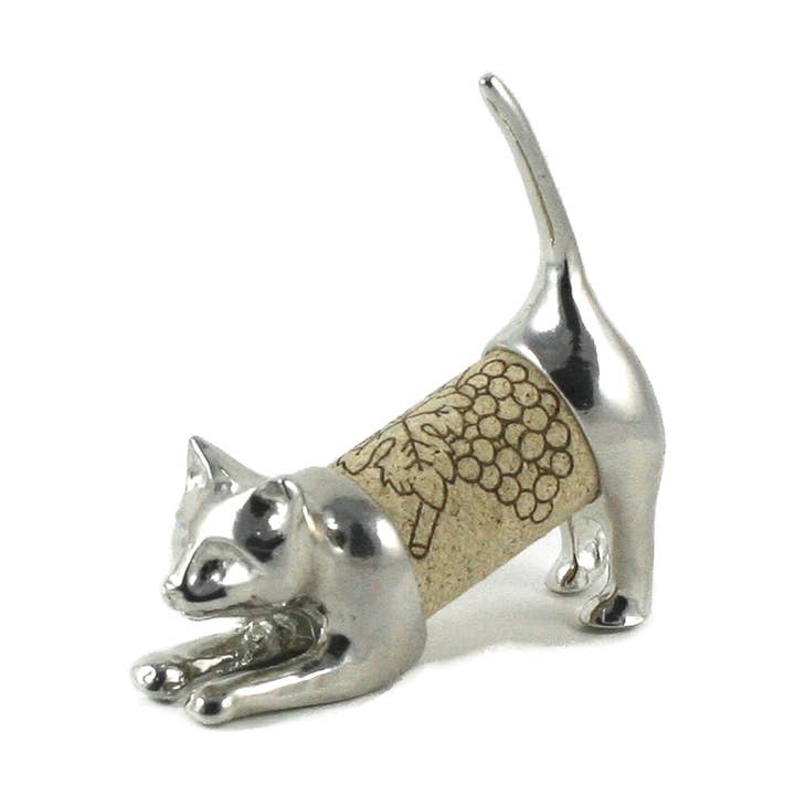 Cat Cork Pet -Changeable Wine Cork Display Pewter for wholesale by Lucina K.
