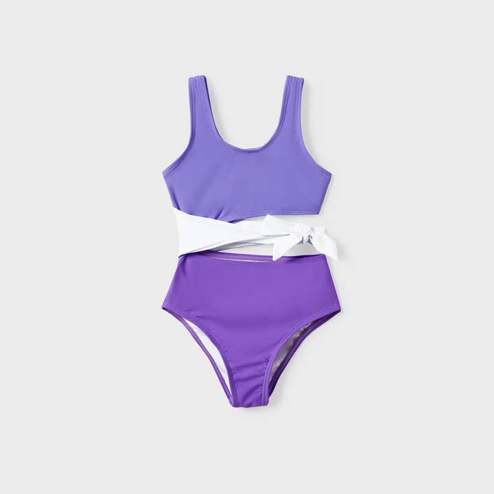 Toddler or Kid Girl Purple Knot One Piece Swimsuit for wholesale by PatPat