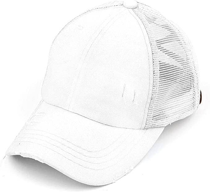 Funky Junque - Wholesale Ponytail Cap - Women's - Criss Cross Ponycap - White1