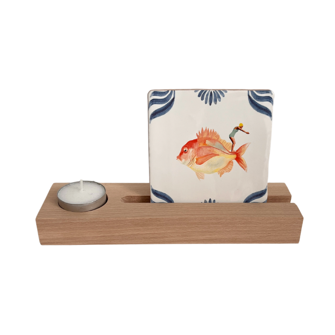 Kinderkoffertjes.nl - Vente Bougeoirs - Support en bois pour carreau décoratif et bougie chauffe-plat1