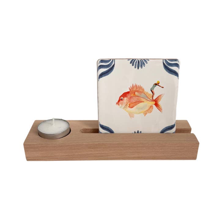 Kinderkoffertjes.nl - Vente Bougeoirs - Support en bois pour carreau décoratif et bougie chauffe-plat1