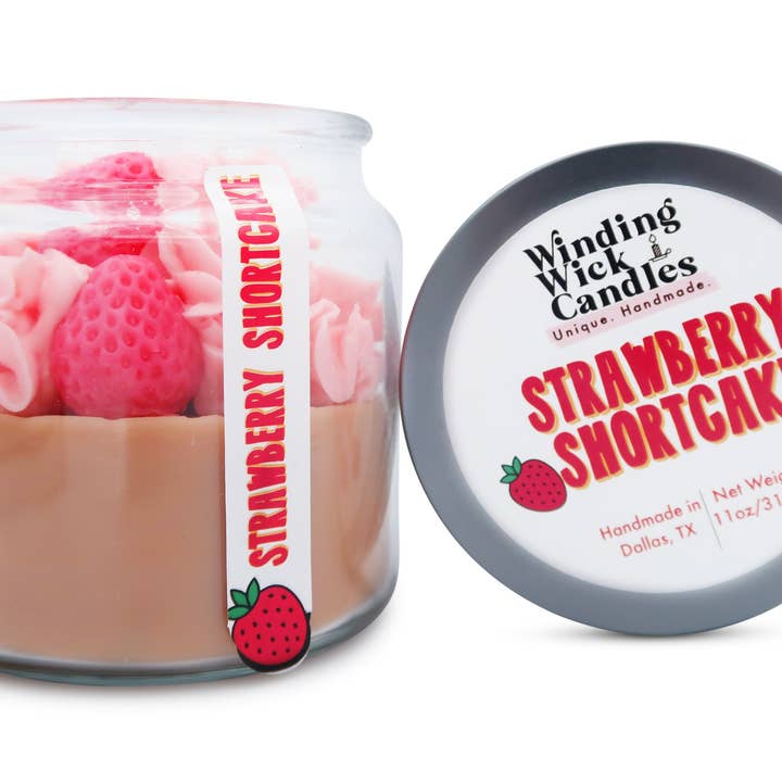 11oz. Strawberry Shortcake Dessert Candle for wholesale by Winding Wick Candles