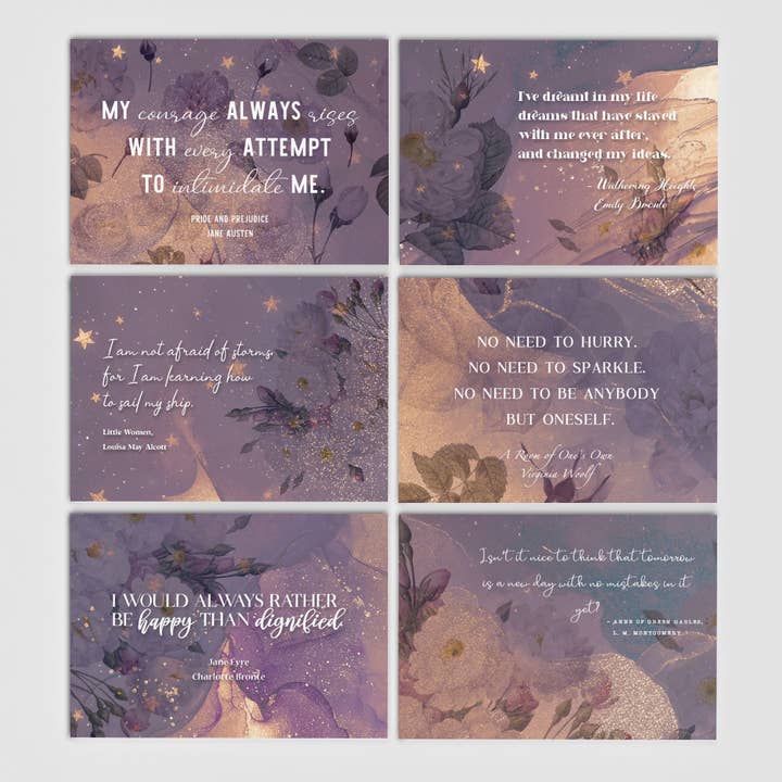Inspiring Quotes By Classic Women Writers Postcard Set for wholesale by Quote and Quill