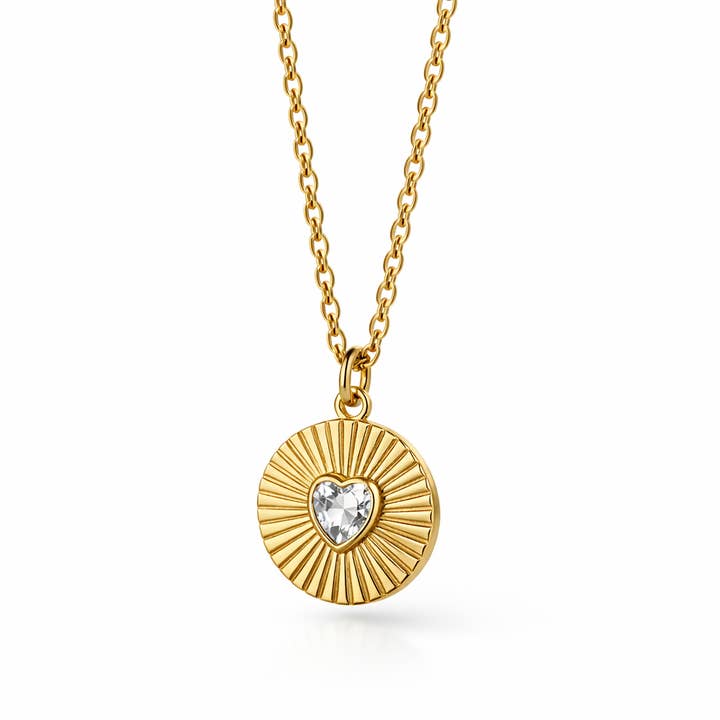 Sweet Crush Collier avec Cœur en Zircone en Acier Plaqué Or 18K pour la vente par DUESTELLE ITALIA